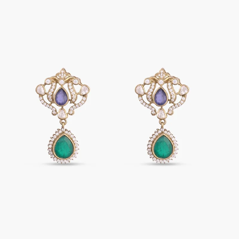 dainty ruby stacking rings Mahnoor Moissanite and Gemstone Silver Drop Earrings