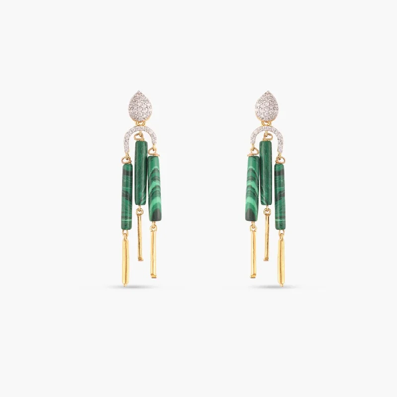 dainty sapphire gemstone bracelet Malachite Striking Silver Drop Earrings