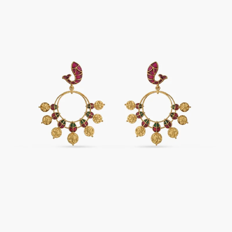 modern hexagon stud earrings Matsya Statement Silver Dangle Earrings