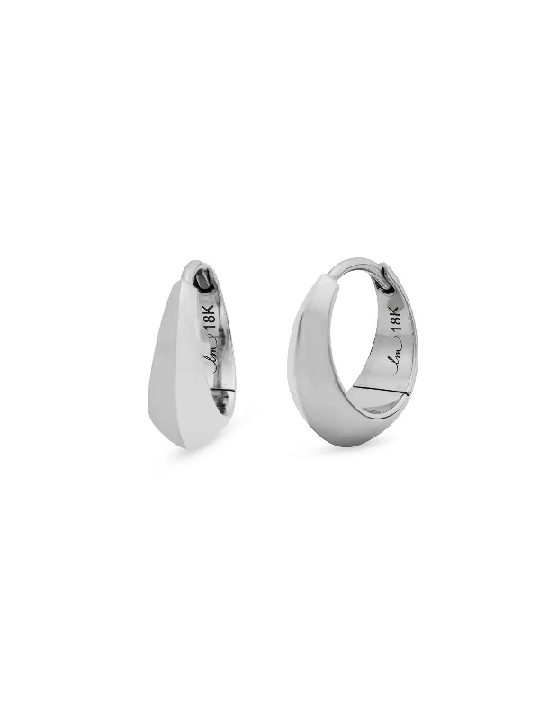minimalist sapphire drop necklace Medium Crescent White Gold Hoop Earrings