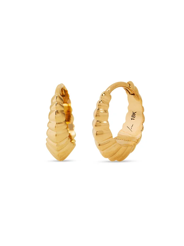 handmade gemstone anklet boho Medium Fluted Crescent Yellow Gold Hoop Earrings