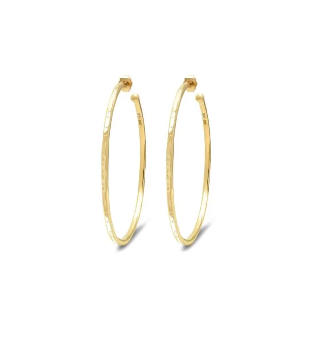 minimalist black pearl necklace Medium Hammered Yellow Gold Hoop Earrings