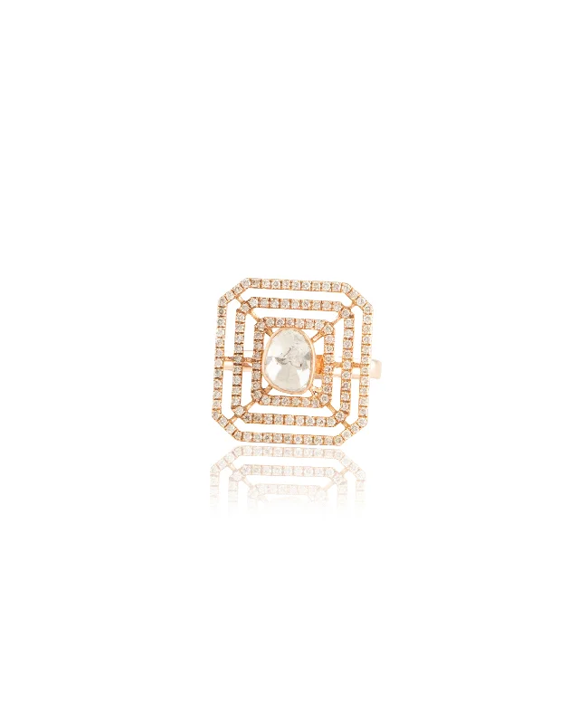 antique filigree wedding band Melba Polki And Diamond Ring