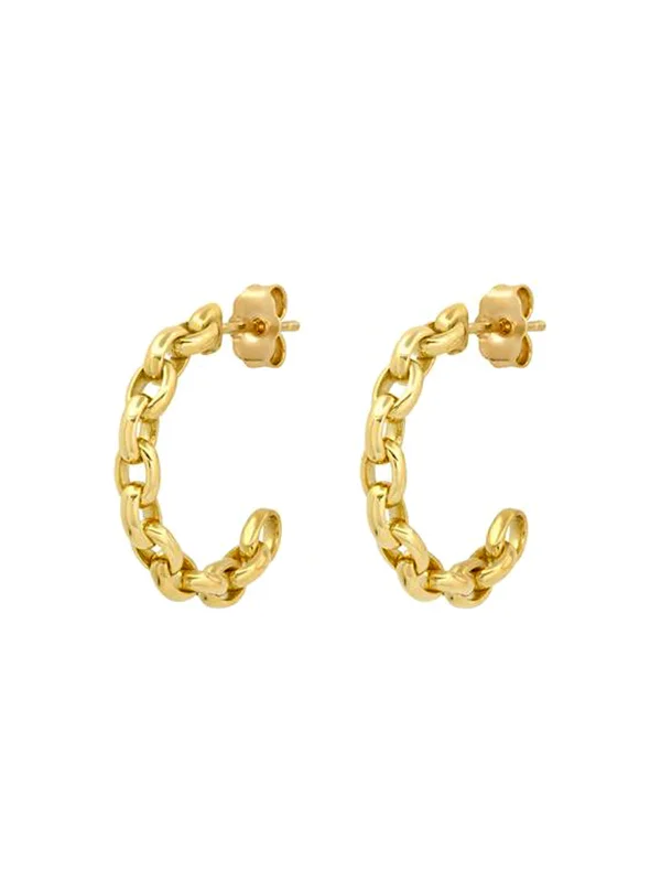 black diamond eternity band Mini Edith Link Yellow Gold Hoops