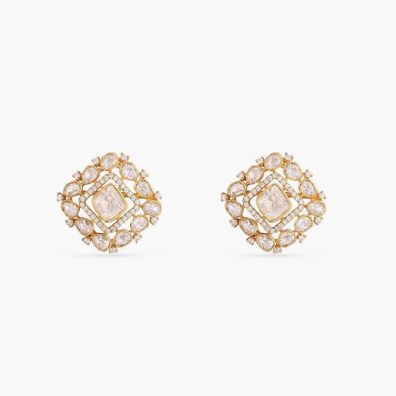 bold gothic vampire ring Moissanite Floral Silver Stud Earrings