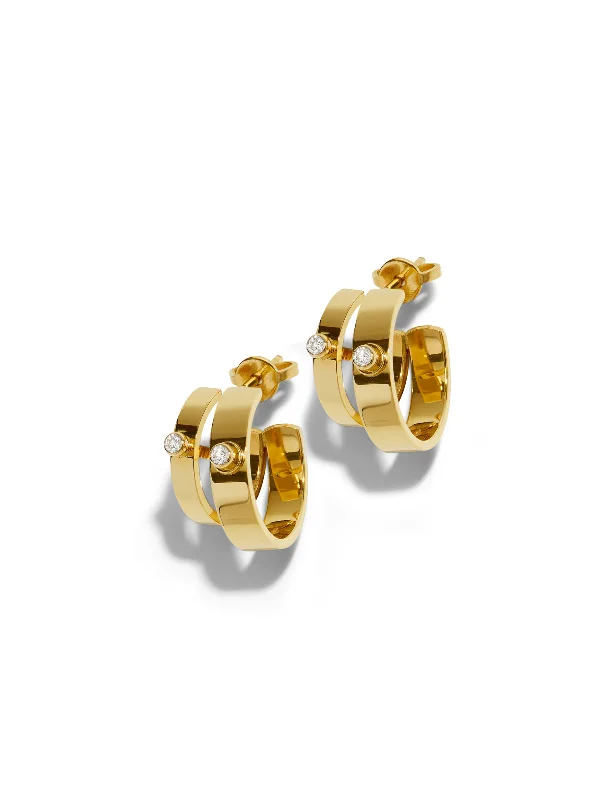 art deco diamond bracelet Monday Morning Mood Yellow Gold Double Hoop Earrings