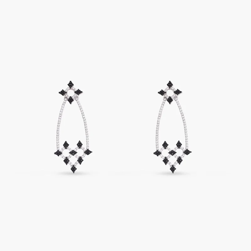 minimalist moonstone bracelet Monochrome Play Chandelier CZ Silver Drop Earrings