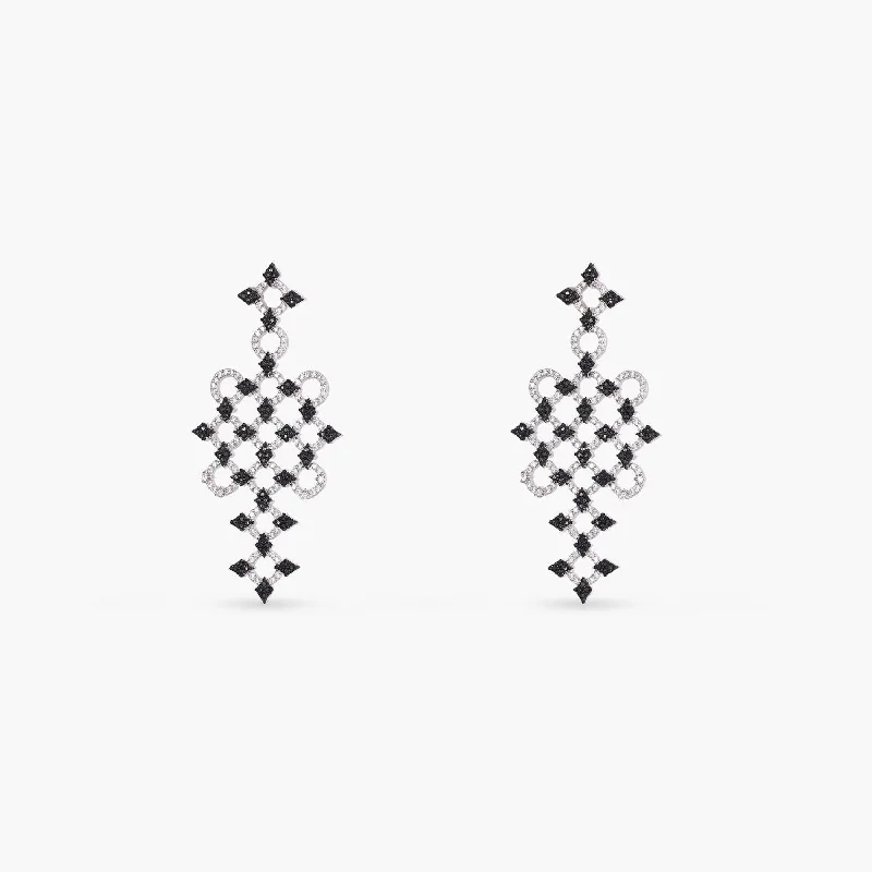 sleek black titanium ring Monochrome Play CZ Silver Drop Earrings