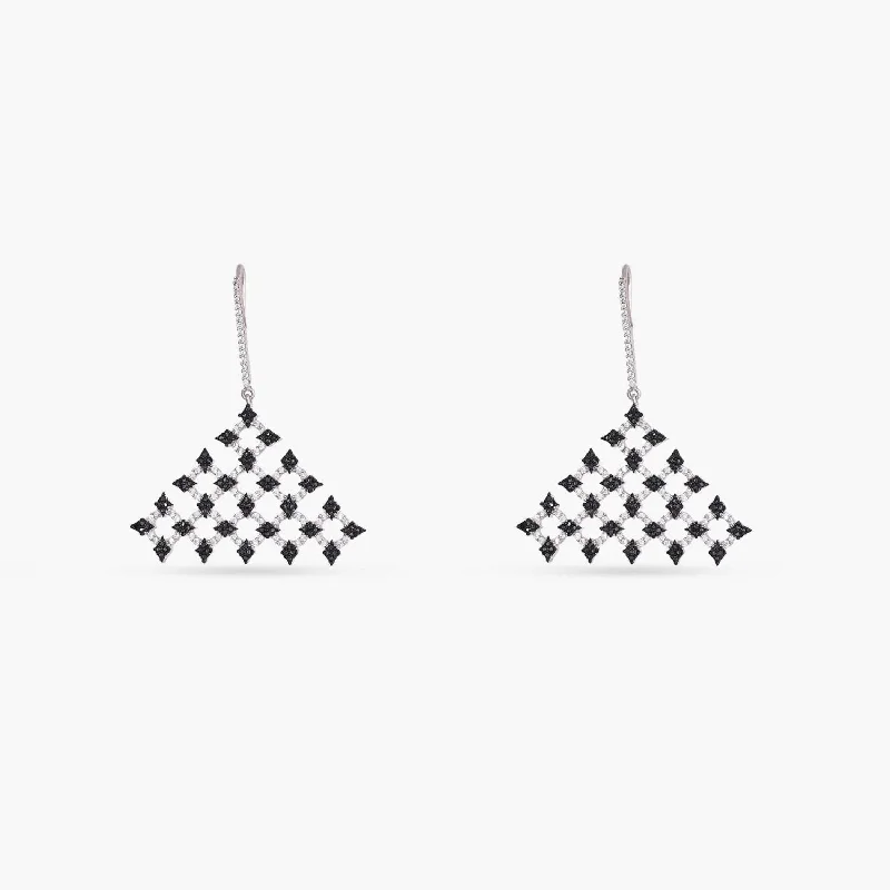 dainty gold chain earrings Monochrome Play CZ Silver Triangular Drop Earrings