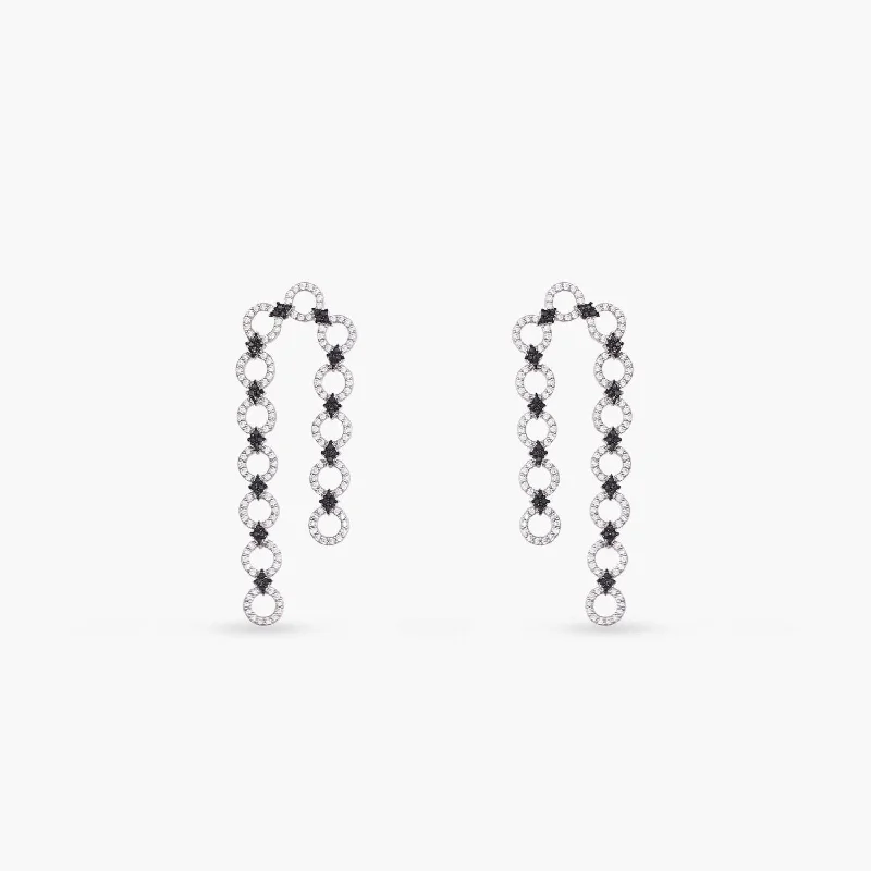 personalized couple rings Monochrome Play Linked CZ Silver Drop Earring