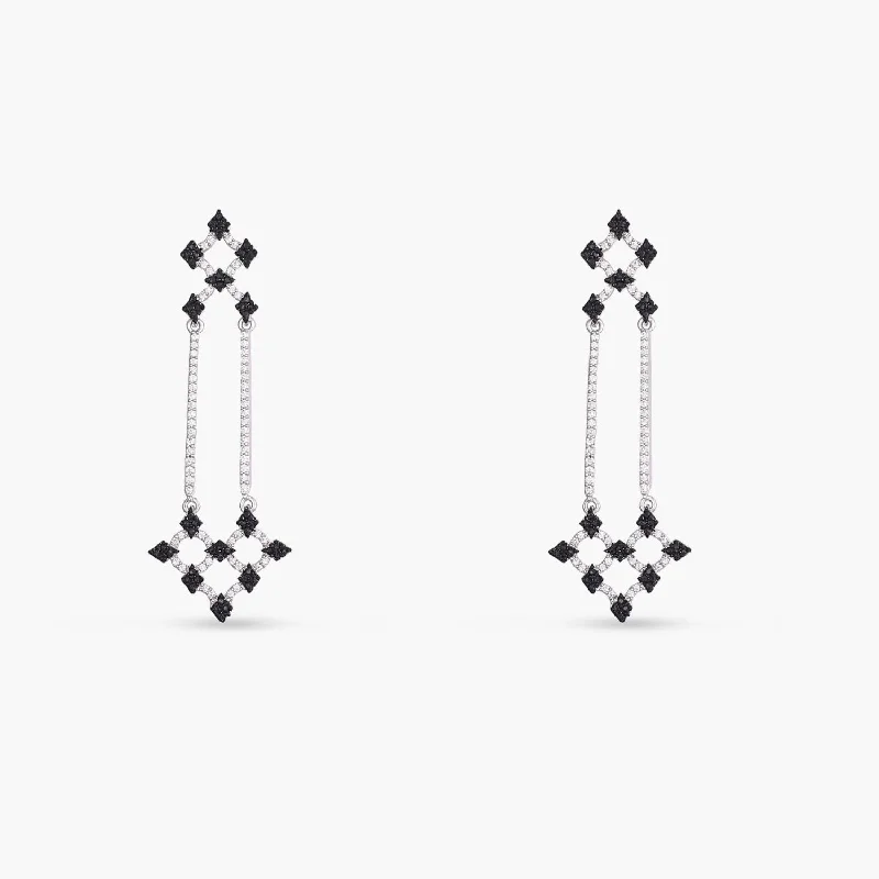 men’s silver ring with onyx Monochrome Play Reverie CZ Silver Drop Earrings