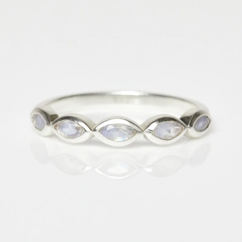 Moonstone Marquise Gemstone Stacking Ring