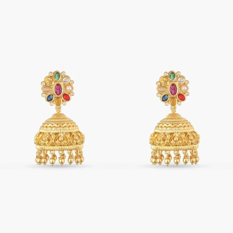 custom zodiac sign ring Navaratna Aabhar Silver Jhumka Earrings