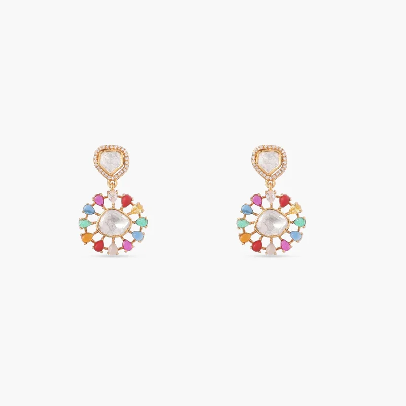 minimalist gold bracelet thin Navaratna and Moissanites Brilliance Silver Drop Earrings