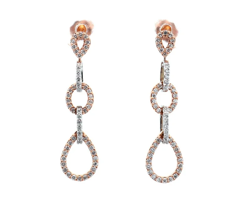 New 0.25ctw Diamond Two Tone Link Dangle Earrings in 14Kv