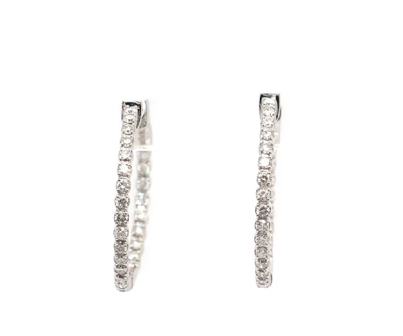 New 0.68ctw Round Diamond Inside Out Hoop Earrings in 14K