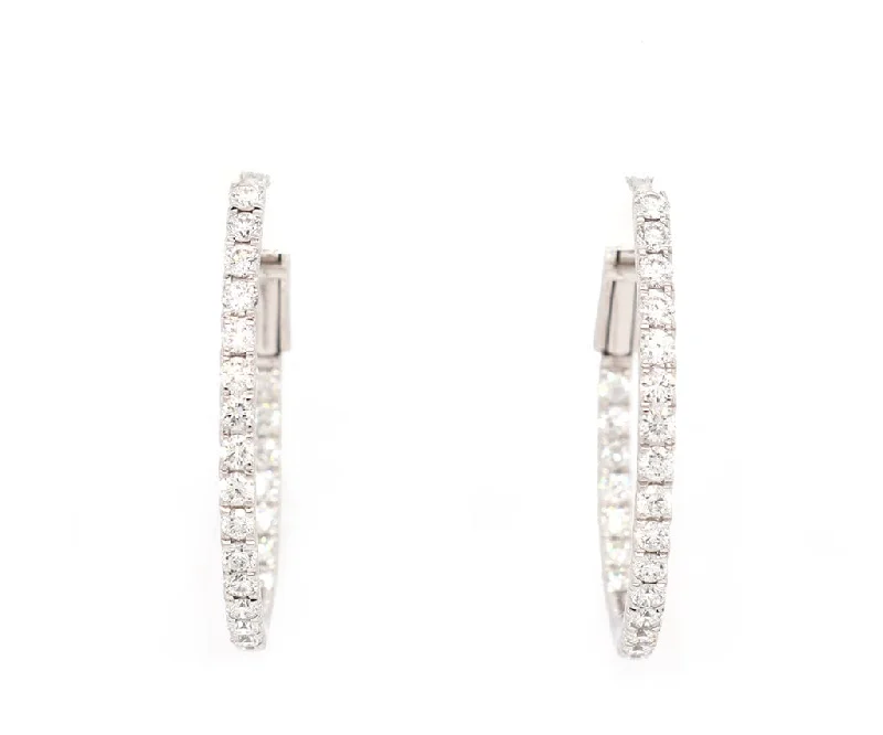 New 1.00ctw Diamond Oval Inside Out Hoop Earrings in 14K