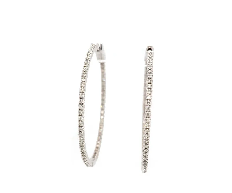 New 1.01ctw Round Diamond Inside Out Hoop Earrings in 14K