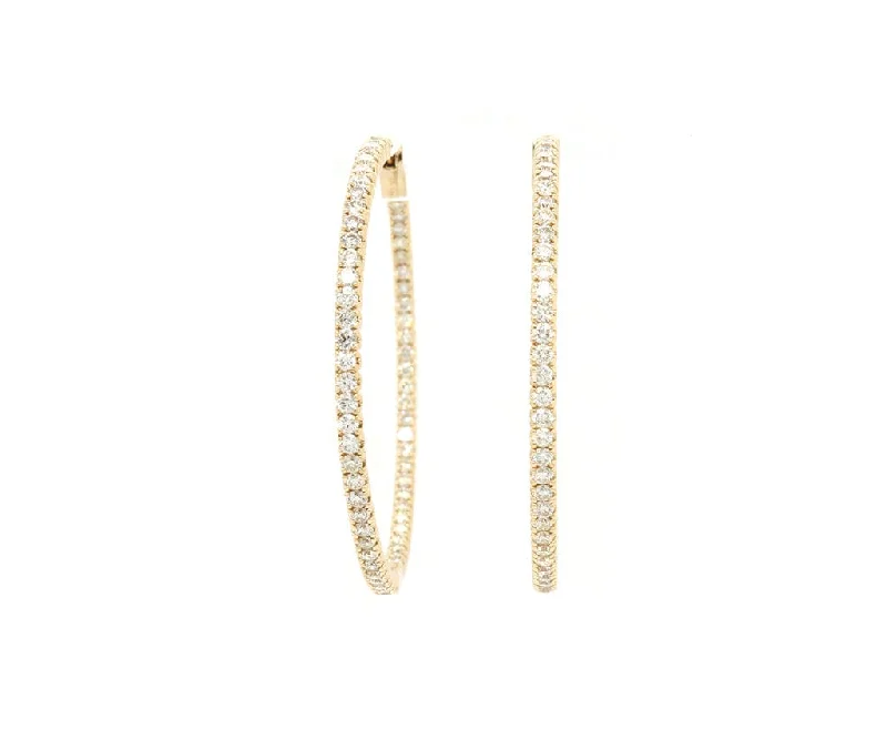 New 2.45ctw Diamond Inside Out Hoop Earrings in 14K