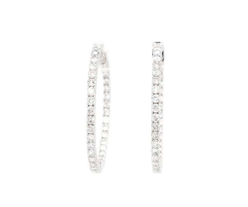 New 2.74ctw Diamond Inside Out Hoop Earrings in 14K