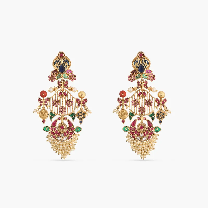 natural crystal pendant necklace Neysa Kempu Jadau Silver Earrings