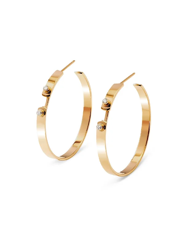 sparkling diamond drop earrings Monday Morning Mood, 18K Yellow Gold Hoops