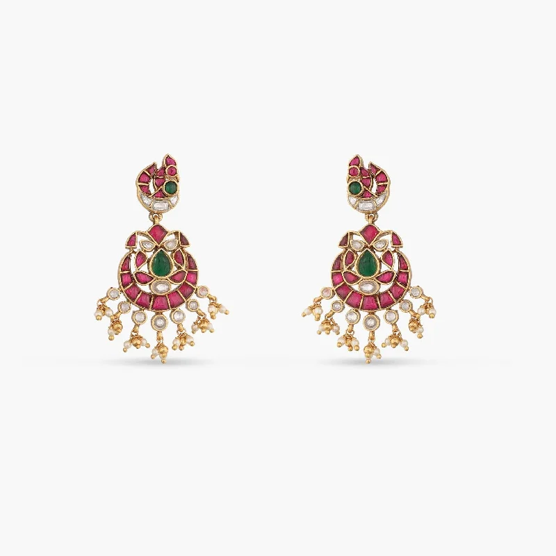 bezel set engagement ring modern Pearl Floral Silver Drop Earrings