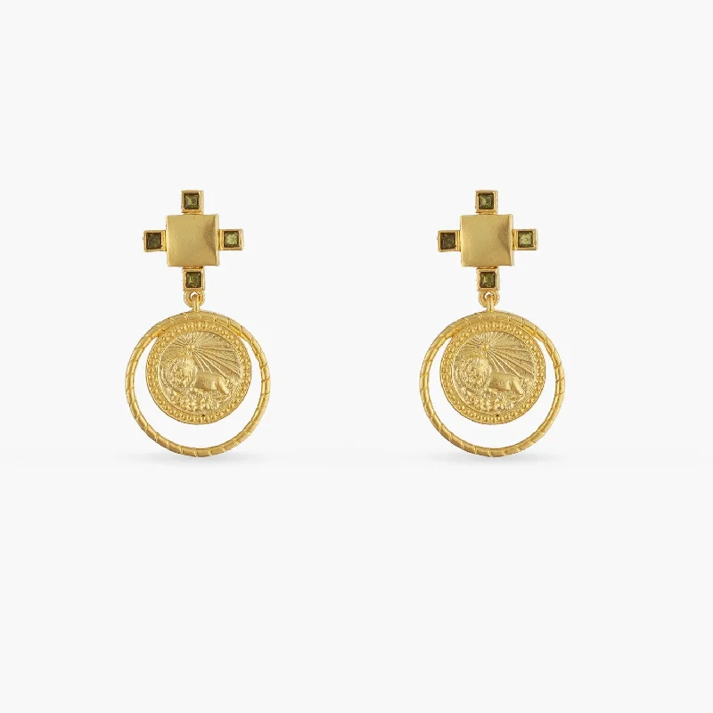 minimalist black diamond studs Peridot Leo Zodiac Gold Plated Silver Earrings