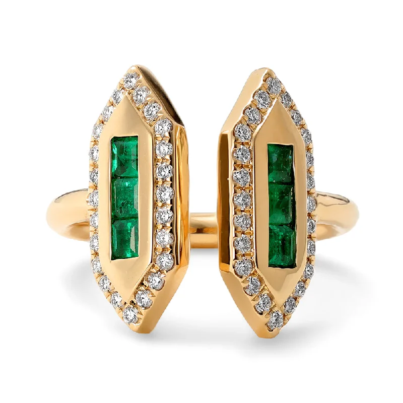 dainty lotus flower ring Pharaoh Emerald and Diamond Ring