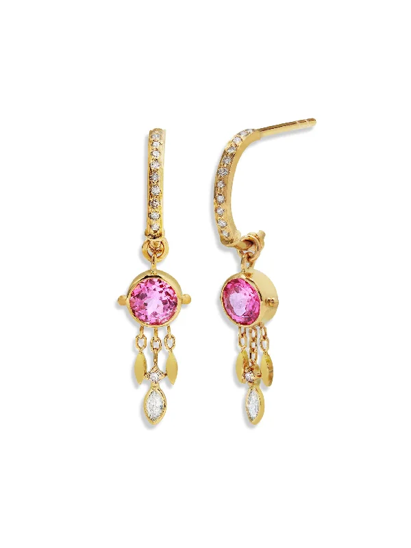 adjustable moon phase bracelet Pink Tourmaline and Dangling Diamonds Yellow Gold Hoop Earrings adjustable moon phase bracelet Pink Tourmaline and Dangling Diamonds Yellow Gold Hoop Earrings