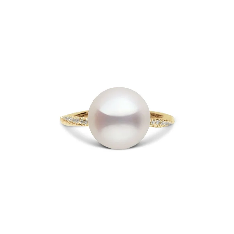freshwater pearl drop earrings Pirouette Collection 10.0-11.0 mm White Freshadama Pearl and Diamond Ring