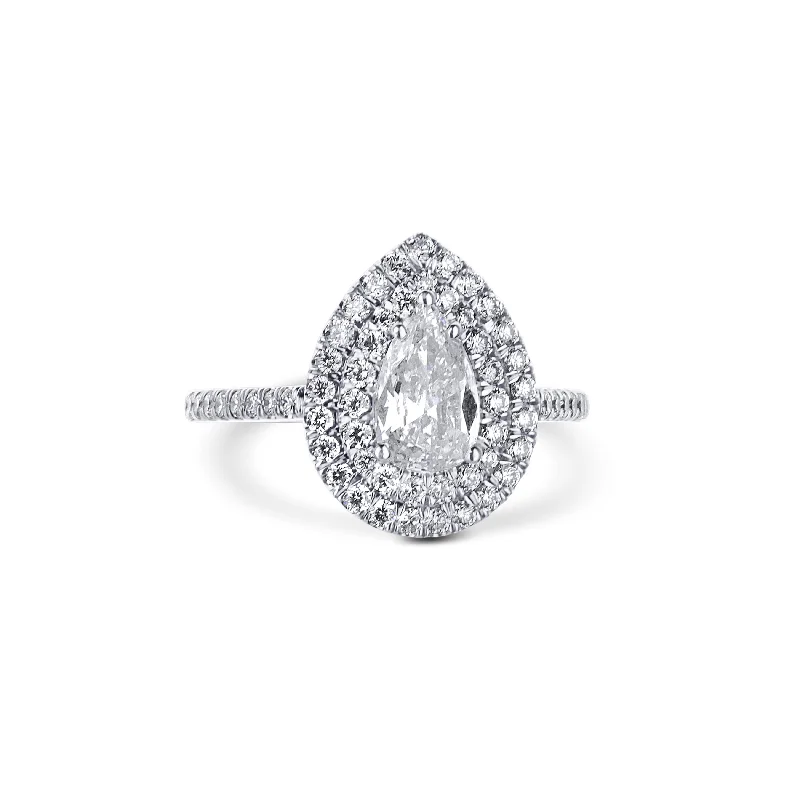 infinity necklace with birthstones Platinum Double Halo With A 0.79 Carat Pear Diamond Ring