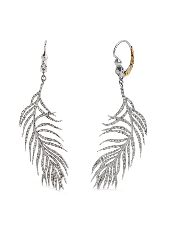 dainty gold anchor bracelet Platinum Feather Earrings