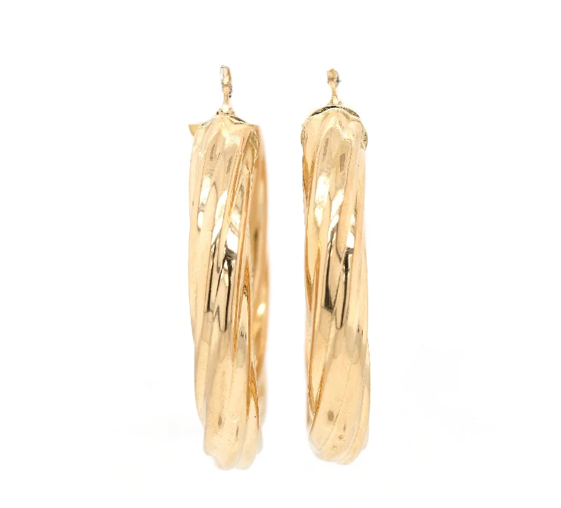 Polished Twisted Hoop Earrings in 18K