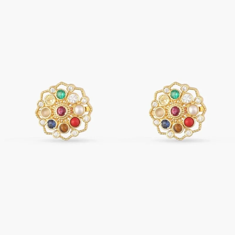 wedding band with diamonds Pratima Navaratna Silver Stud Earrings