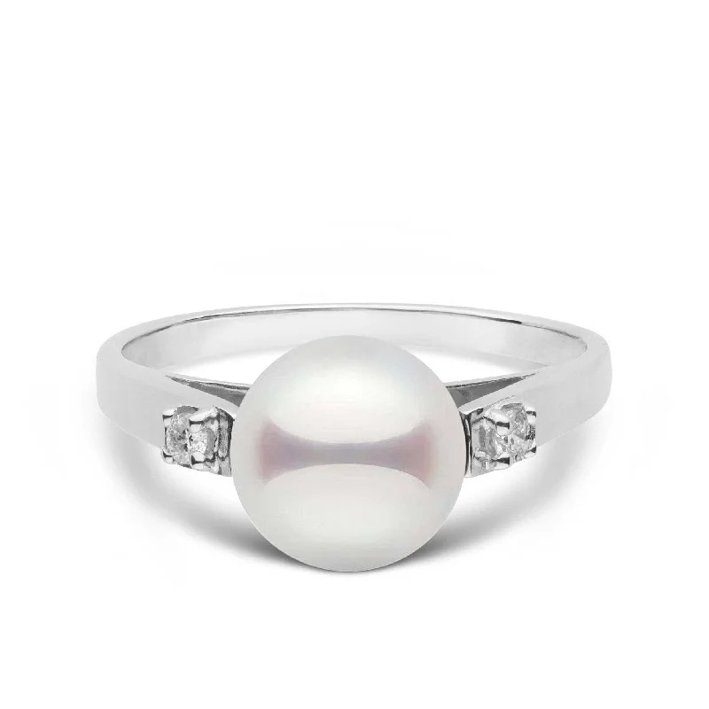 delicate floral wedding band Promise Collection Akoya Pearl Ring