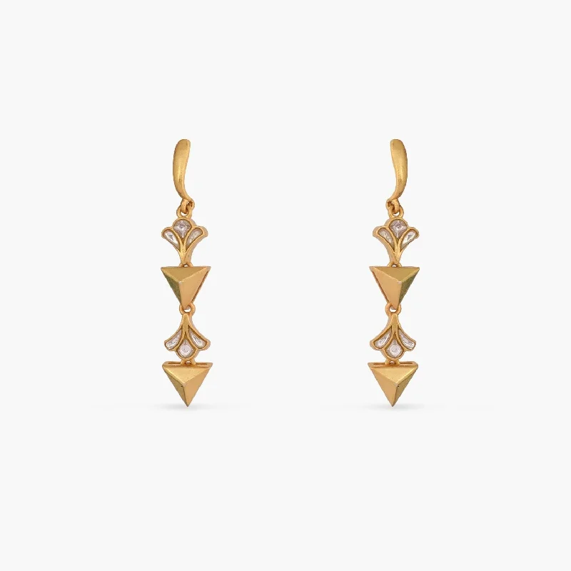 dainty sapphire stacking rings Pyramid Minimal Drop Earrings