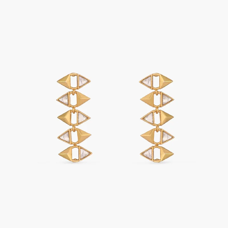 handmade wire-wrapped gemstone ring Pyramid Minimal Silver Drop Earrings