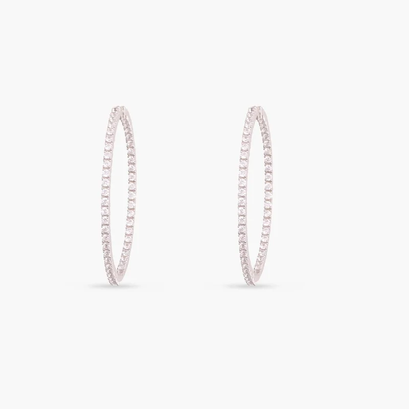 classic pearl choker necklace Radiant Row CZ Silver Hoops