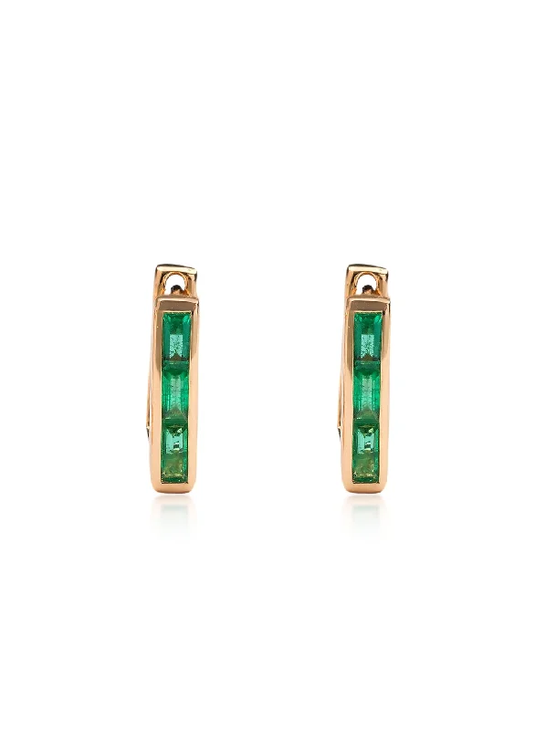 rose gold ring with diamonds Skinny Square Huggie, 14K Yellow Gold + Three Emerald Baguette Earrings rose gold ring with diamonds Skinny Square Huggie, 14K Yellow Gold + Three Emerald Baguette Earrings