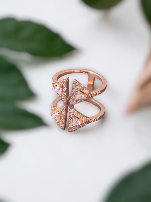 Rose Gold Aathirai Adjustable Zirconia Ring