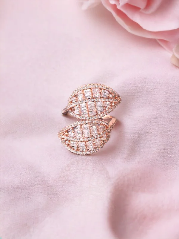 Rose Gold Dhanuja Zirconia Adjustable Ring