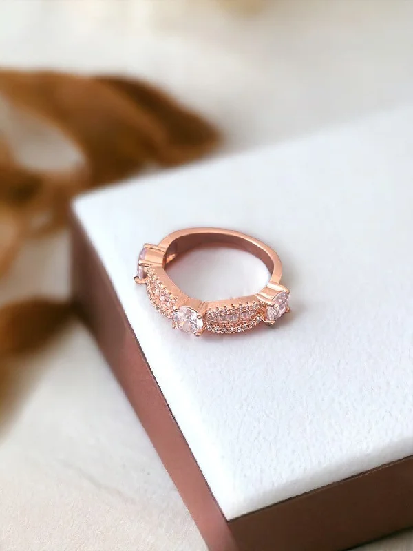 Rose Gold Swastik Zirconia Ring