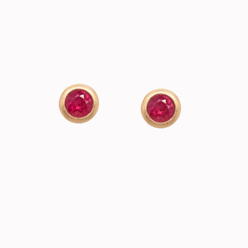 Round Ruby Bezel Studs