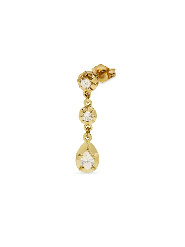 cute cat charm bracelet Round & Teardrop Diamond Sophia Yellow Gold Drop Stud