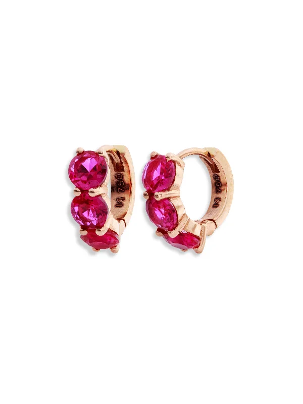 vintage art deco sapphire ring Ruby Huggie Hoop Rose Gold Earrings