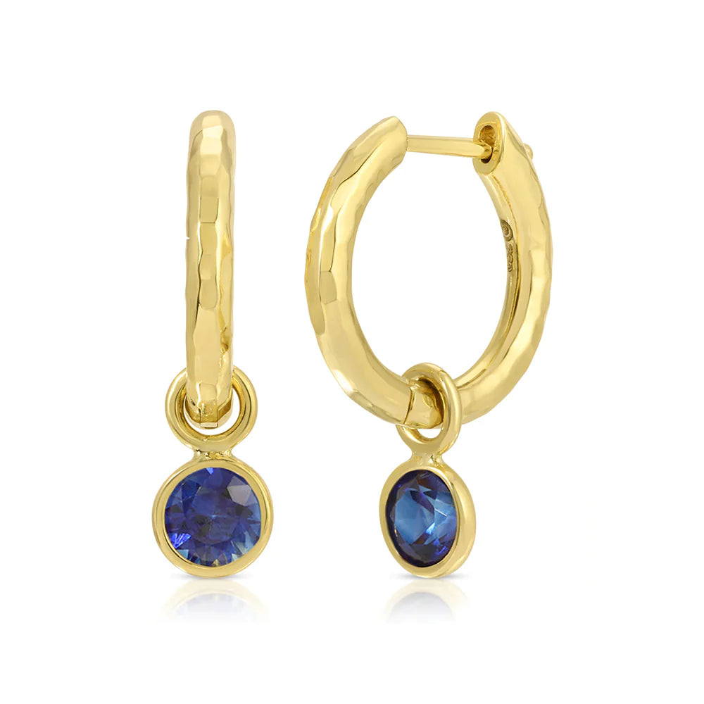 chunky chain necklace trendy Sapphire Charmed Micro Gabby Yellow Gold Hoops