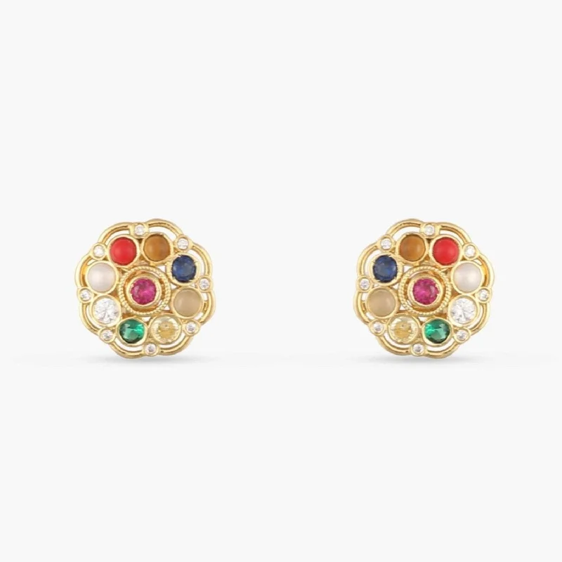 simple gold hoop earrings Sarika Navaratna Silver Stud Earrings