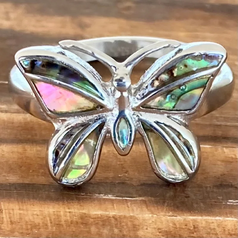 heart-shaped promise ring sterling silver Sea Shell Butterfly Ring - R169