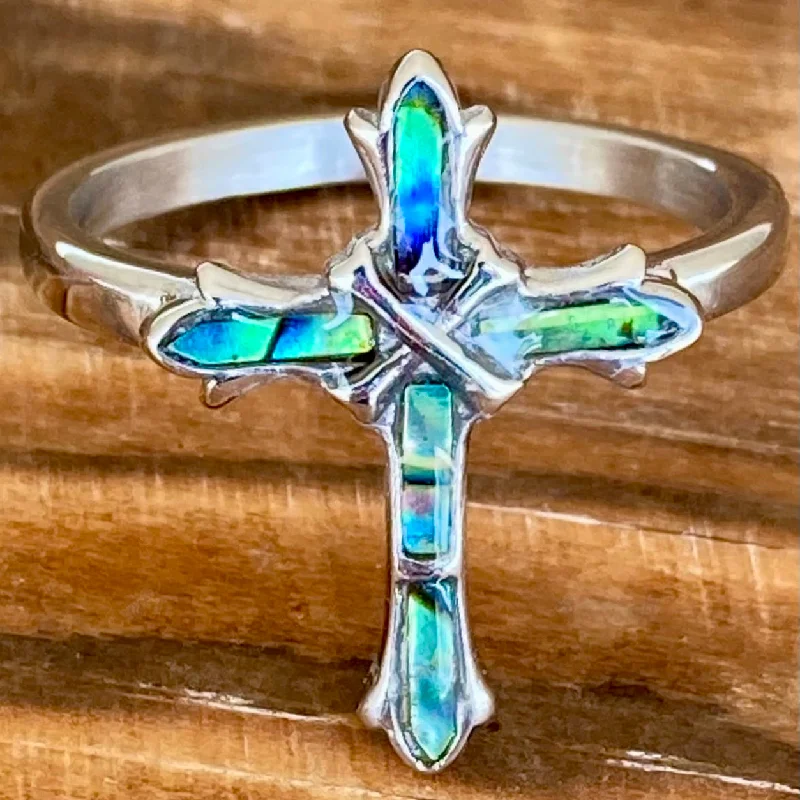 bold statement ring chunky Cross Ring - Sea Shell - R71